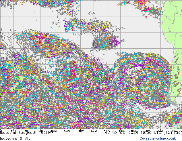 Eşrüzgar Hızları Spaghetti ECMWF Pzt 10.06.2024 18 UTC