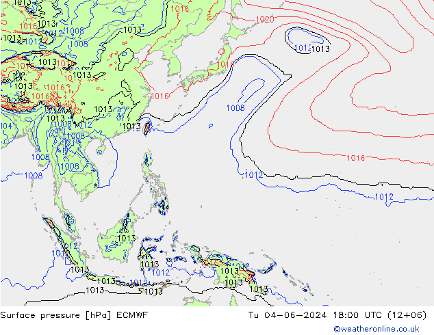 Pressione al suolo ECMWF mar 04.06.2024 18 UTC