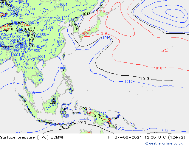 Surface pressure ECMWF Fr 07.06.2024 12 UTC