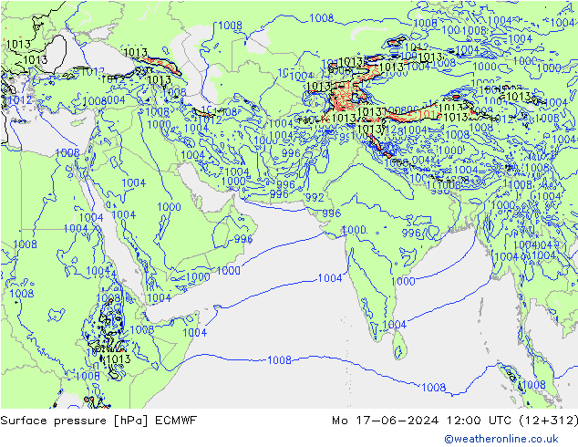 Pressione al suolo ECMWF lun 17.06.2024 12 UTC