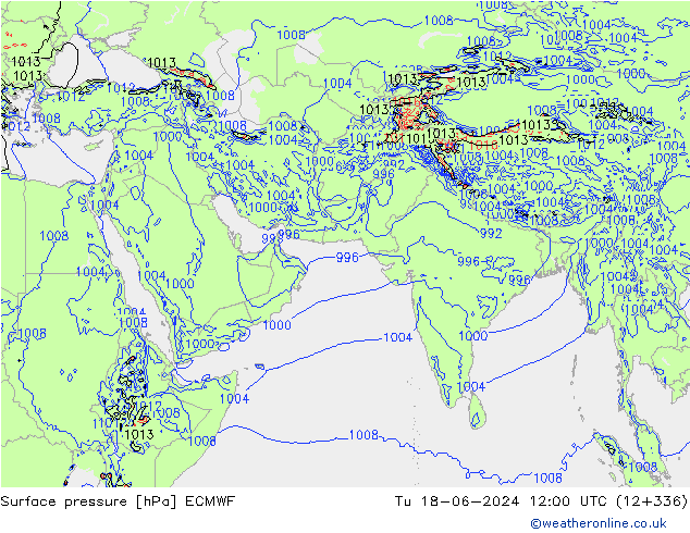 Yer basıncı ECMWF Sa 18.06.2024 12 UTC