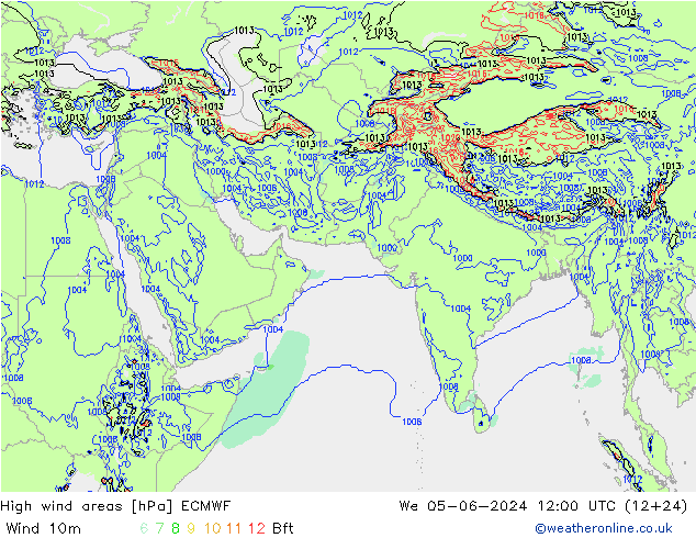 High wind areas ECMWF Qua 05.06.2024 12 UTC