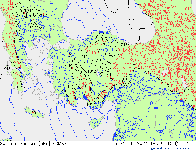 Pressione al suolo ECMWF mar 04.06.2024 18 UTC