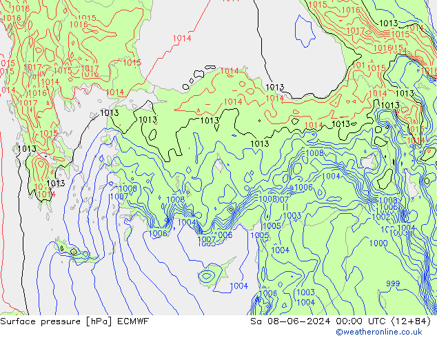 Yer basıncı ECMWF Cts 08.06.2024 00 UTC