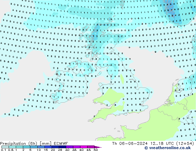 Précipitation (6h) ECMWF jeu 06.06.2024 18 UTC