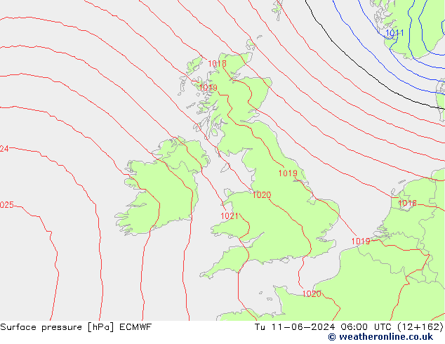 приземное давление ECMWF вт 11.06.2024 06 UTC