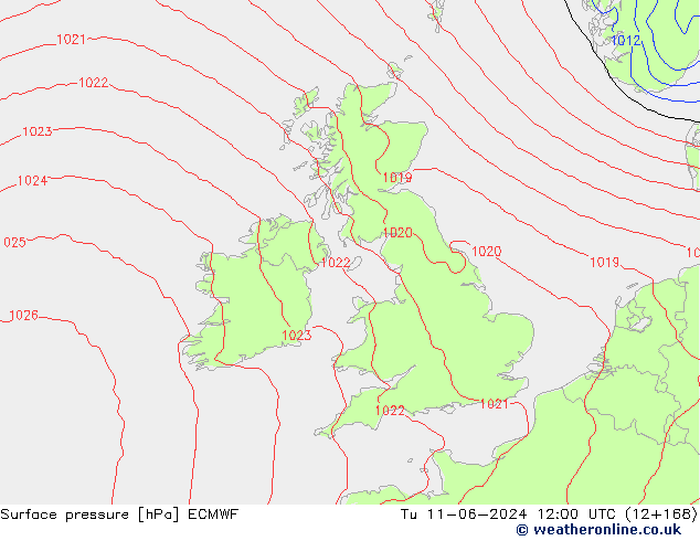 Yer basıncı ECMWF Sa 11.06.2024 12 UTC