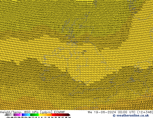 Height/Temp. 850 hPa ECMWF St 19.06.2024 00 UTC