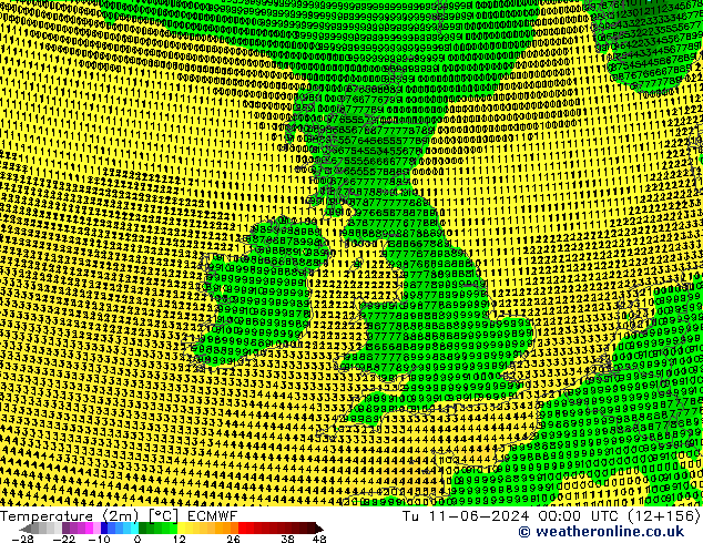 température (2m) ECMWF mar 11.06.2024 00 UTC