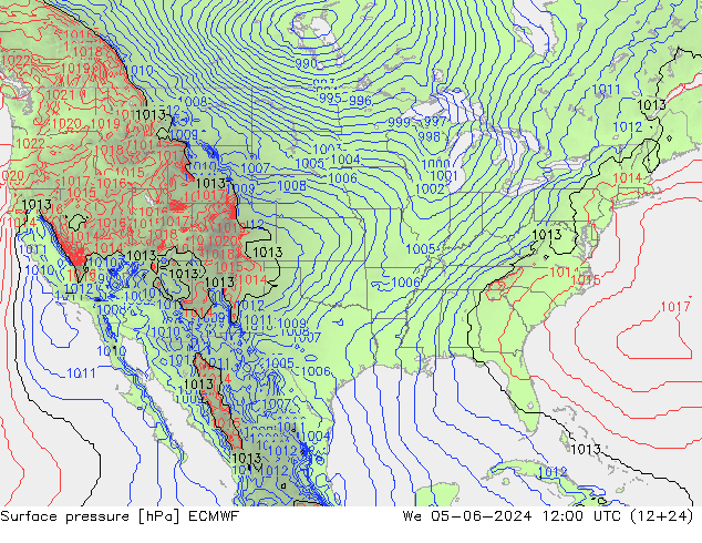 Surface pressure ECMWF We 05.06.2024 12 UTC