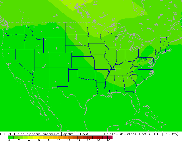 700 hPa Nispi Nem Spread ECMWF Cu 07.06.2024 06 UTC