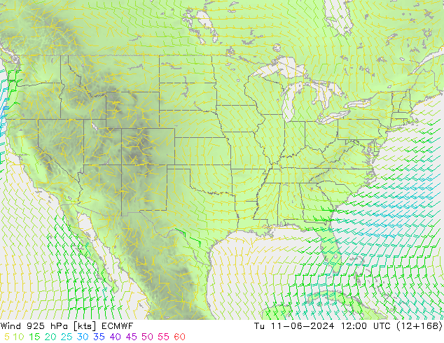 Wind 925 hPa ECMWF Tu 11.06.2024 12 UTC