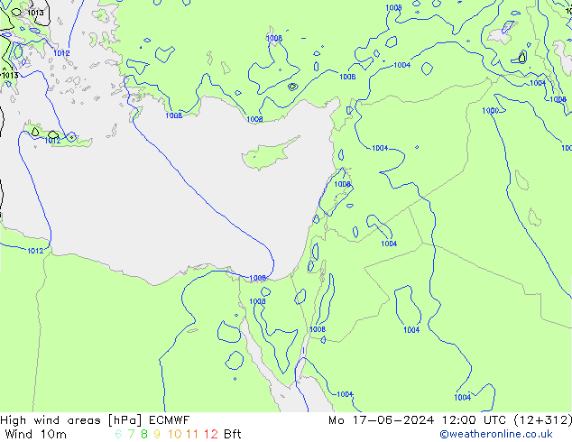 Izotacha ECMWF pon. 17.06.2024 12 UTC