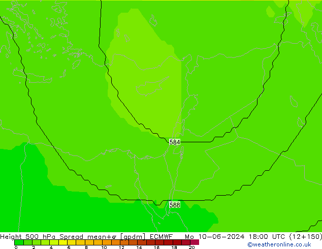 Height 500 hPa Spread ECMWF Mo 10.06.2024 18 UTC