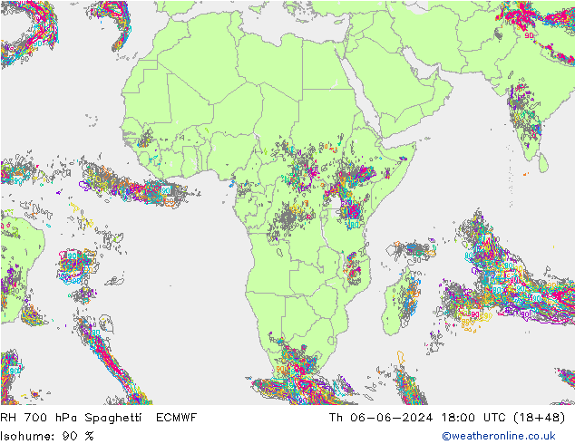 700 hPa Nispi Nem Spaghetti ECMWF Per 06.06.2024 18 UTC