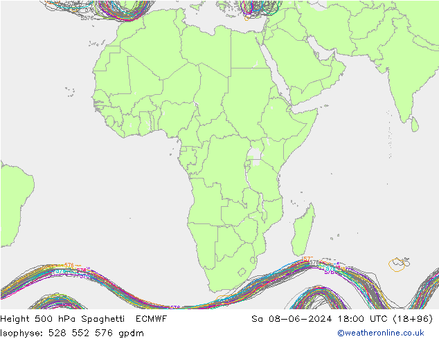 500 hPa Yüksekliği Spaghetti ECMWF Cts 08.06.2024 18 UTC