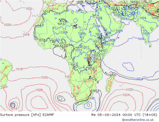 Luchtdruk (Grond) ECMWF wo 05.06.2024 00 UTC