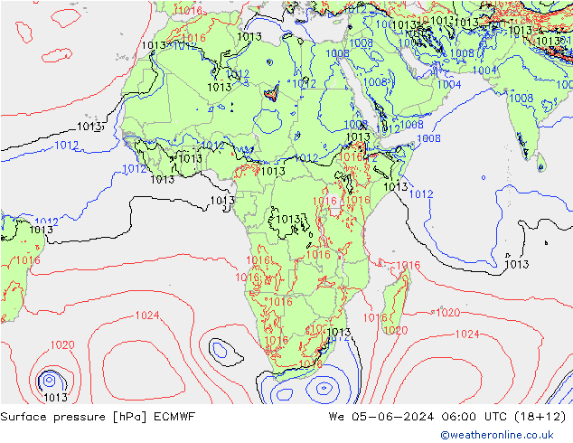 pression de l'air ECMWF mer 05.06.2024 06 UTC