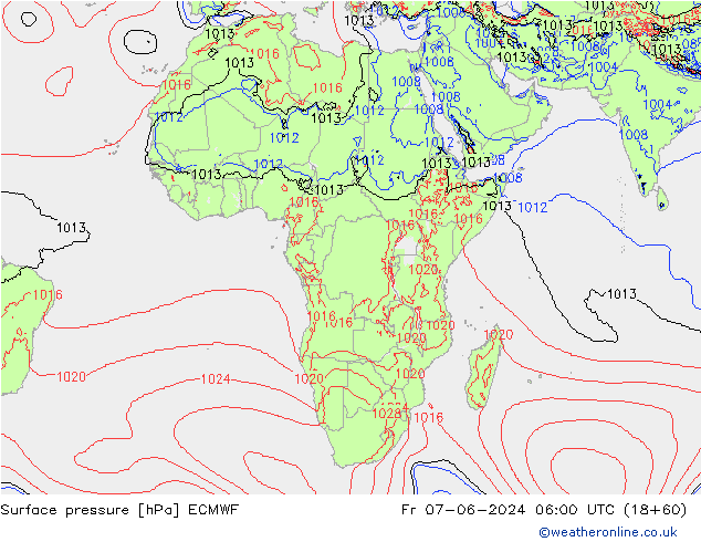 Surface pressure ECMWF Fr 07.06.2024 06 UTC