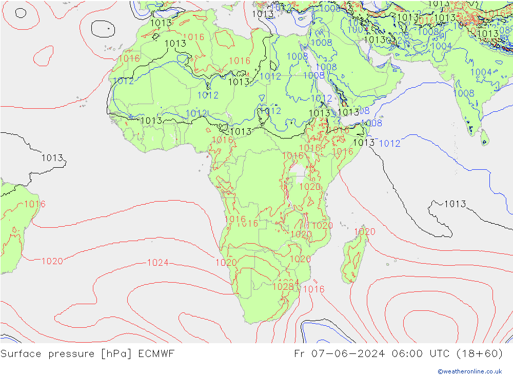 приземное давление ECMWF пт 07.06.2024 06 UTC