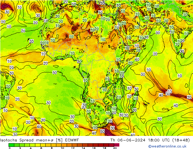 Isotachs Spread ECMWF  06.06.2024 18 UTC