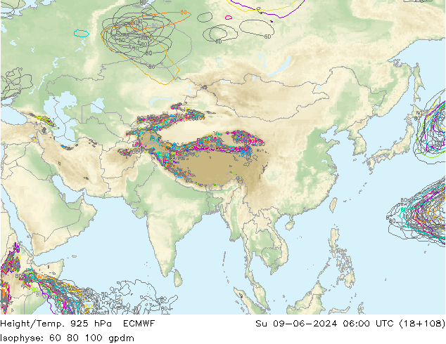 Height/Temp. 925 hPa ECMWF Ne 09.06.2024 06 UTC