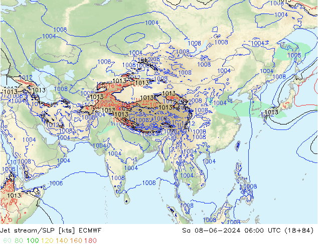 Jet stream/SLP ECMWF Sa 08.06.2024 06 UTC