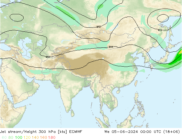 Jet stream/Height 300 hPa ECMWF We 05.06.2024 00 UTC