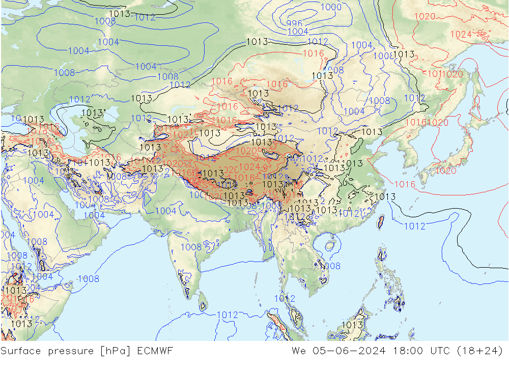 Surface pressure ECMWF We 05.06.2024 18 UTC