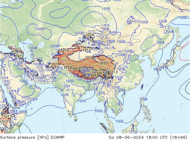 Luchtdruk (Grond) ECMWF za 08.06.2024 18 UTC