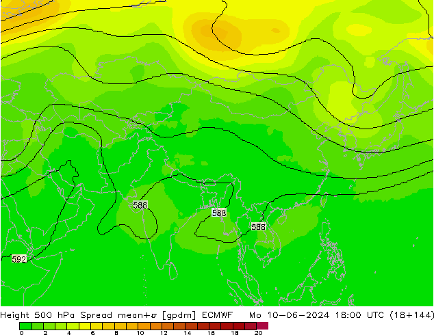 Height 500 hPa Spread ECMWF Mo 10.06.2024 18 UTC