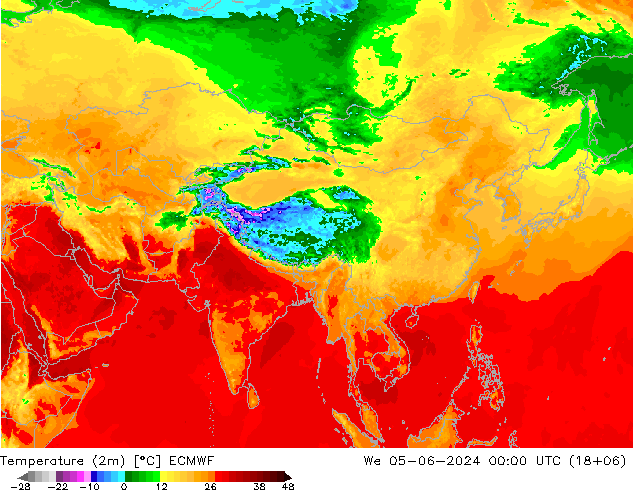 Temperatura (2m) ECMWF mié 05.06.2024 00 UTC