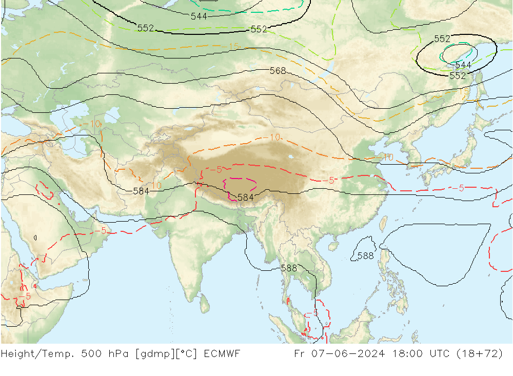 Height/Temp. 500 hPa ECMWF  07.06.2024 18 UTC