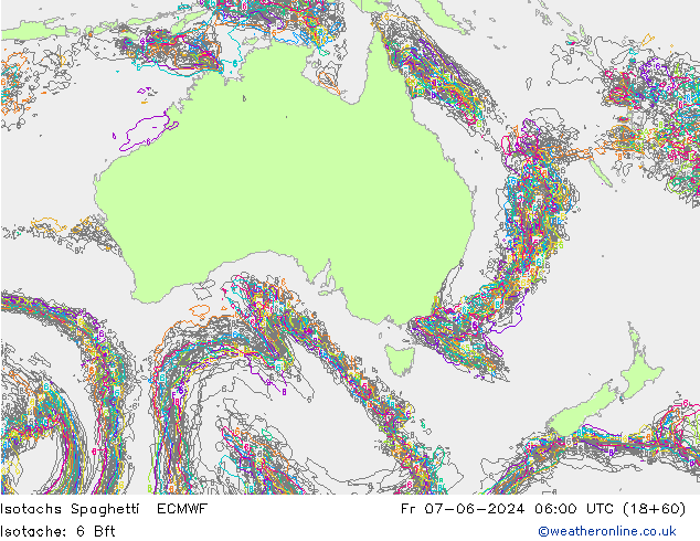 Isotachs Spaghetti ECMWF Fr 07.06.2024 06 UTC