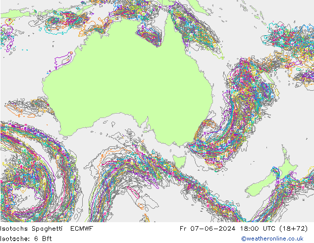 Eşrüzgar Hızları Spaghetti ECMWF Cu 07.06.2024 18 UTC