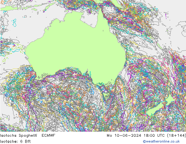 Isotachs Spaghetti ECMWF lun 10.06.2024 18 UTC