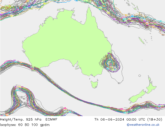 Height/Temp. 925 hPa ECMWF Th 06.06.2024 00 UTC