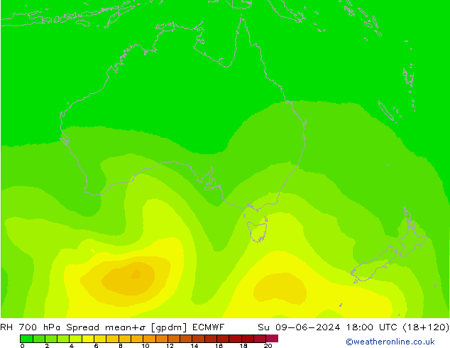 RV 700 hPa Spread ECMWF zo 09.06.2024 18 UTC