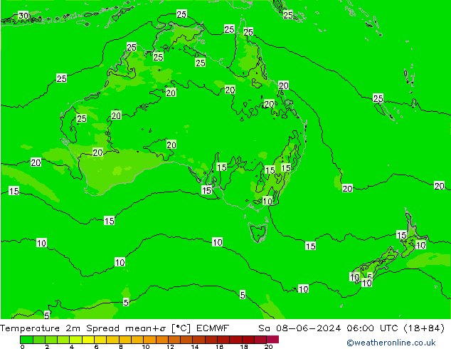 Sıcaklık Haritası 2m Spread ECMWF Cts 08.06.2024 06 UTC