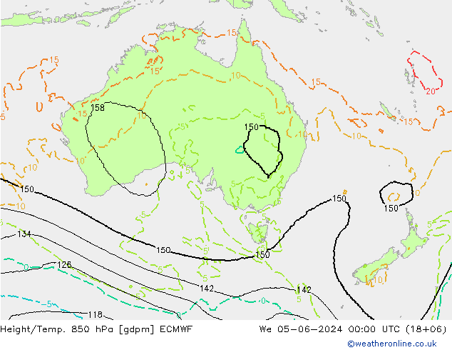 Height/Temp. 850 hPa ECMWF We 05.06.2024 00 UTC