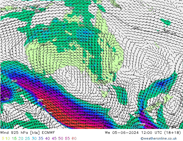 Wind 925 hPa ECMWF Mi 05.06.2024 12 UTC