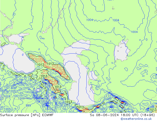 Pressione al suolo ECMWF sab 08.06.2024 18 UTC