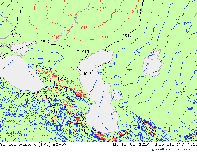 Yer basıncı ECMWF Pzt 10.06.2024 12 UTC