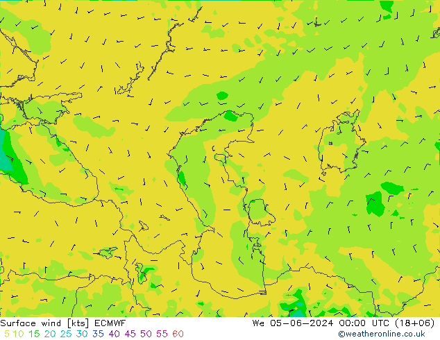 Surface wind ECMWF We 05.06.2024 00 UTC