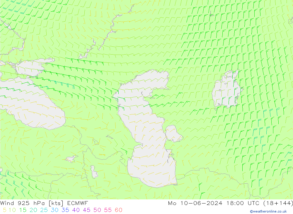 Rüzgar 925 hPa ECMWF Pzt 10.06.2024 18 UTC