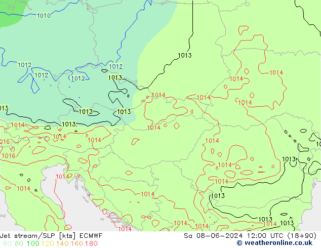 Jet stream/SLP ECMWF Sa 08.06.2024 12 UTC