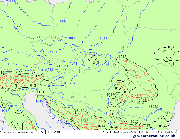 приземное давление ECMWF сб 08.06.2024 18 UTC