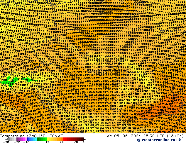 Temperatura (2m) ECMWF Qua 05.06.2024 18 UTC