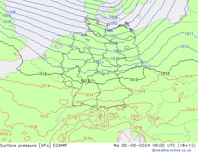 pressão do solo ECMWF Qua 05.06.2024 06 UTC