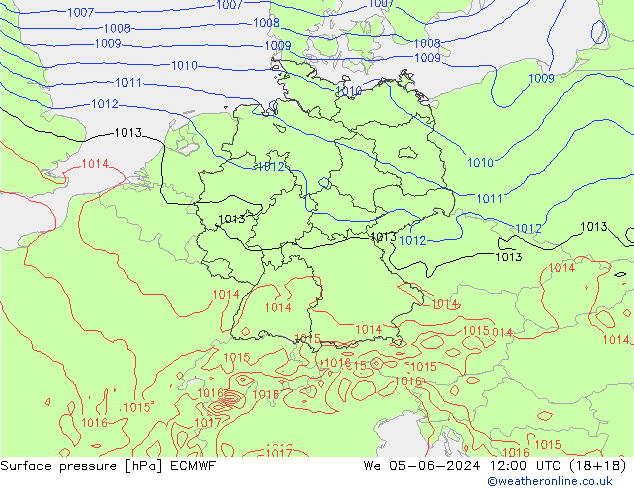 pressão do solo ECMWF Qua 05.06.2024 12 UTC